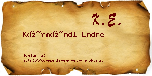 Körmöndi Endre névjegykártya