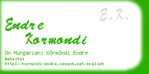 endre kormondi business card